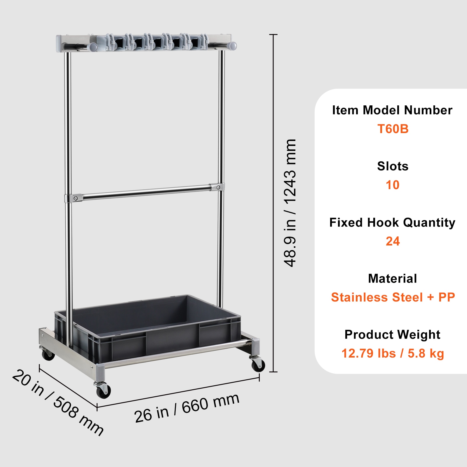 Garden Tool Organiser With Wheels For Garage Storage Rack_voghion.com
